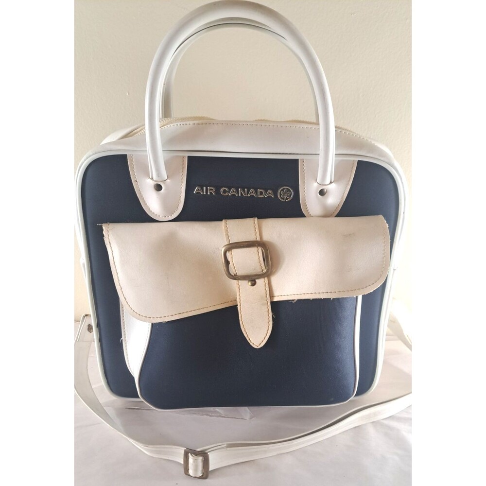 Vintage Air Canada Flight Attendant Bag Travel Blue White Airlines Stewardess